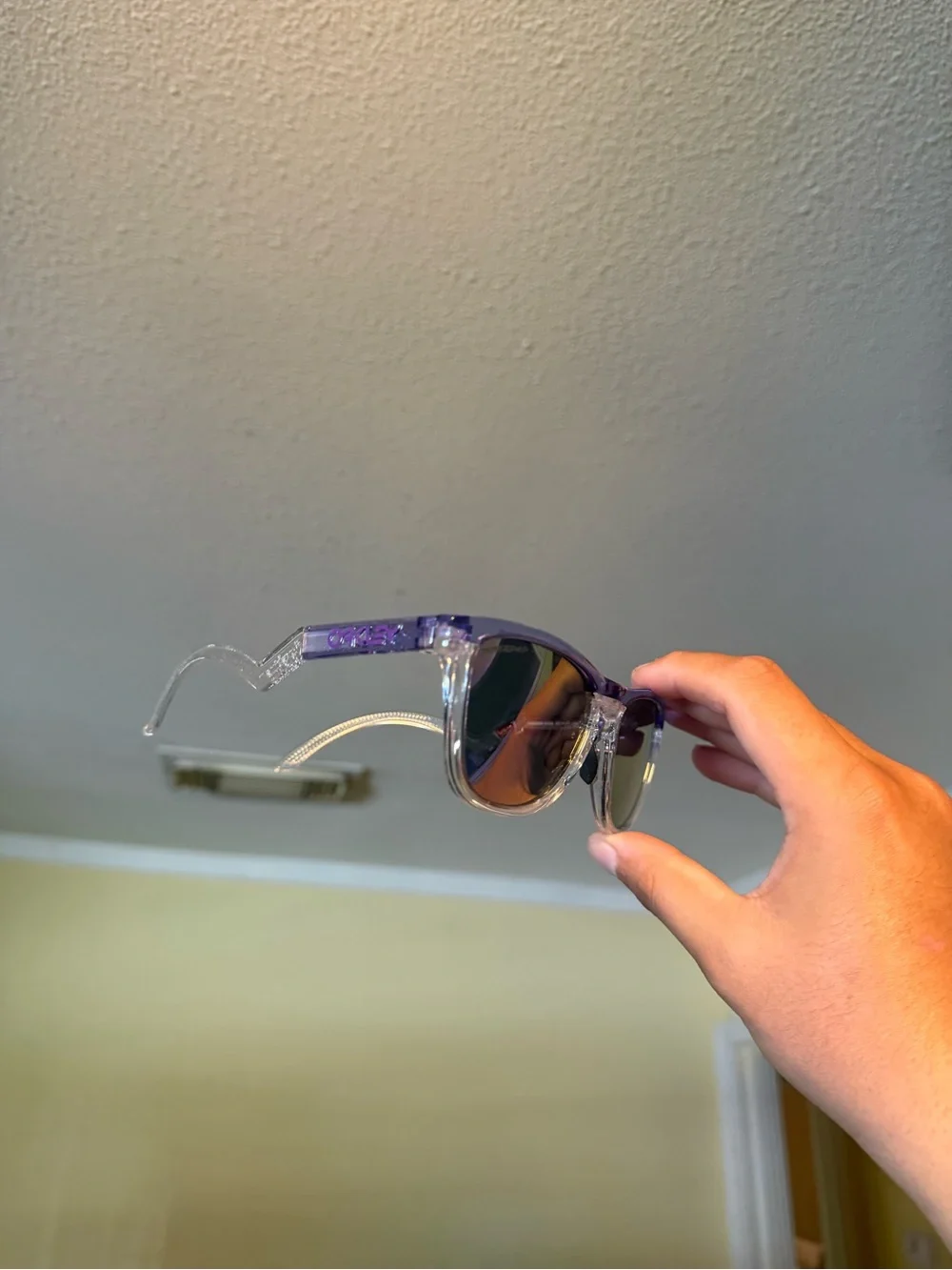 Transparent Frame Sunglasses with Purple Accents Oakley